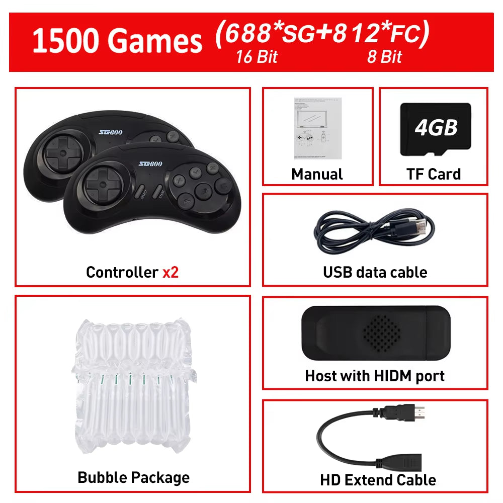 4K SG800 Retro Game Console for Sega Genesis Built-In 4600 Classic Games Controller Gamepad Video Game Stick with TV HD