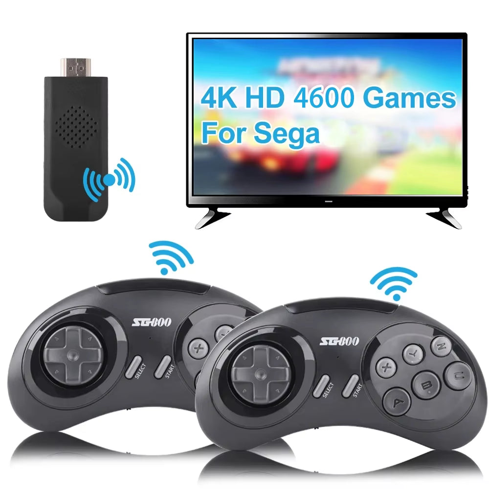 4K SG800 Retro Game Console for Sega Genesis Built-In 4600 Classic Games Controller Gamepad Video Game Stick with TV HD